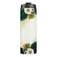 Emerald green ivory gold flowers