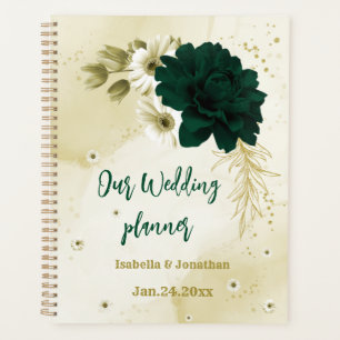 Emerald green ivory gold flowers wedding planner
