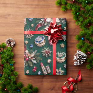 Emerald Green Jewel Cosmetics Christmas Wrapping Paper