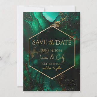 Emerald Green Jewel Tone Save the Date Invitation