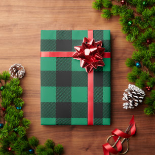 Emerald Green Large Buffalo Plaid Christmas Wrapping Paper