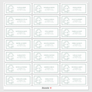 Emerald Green Leafy Crest Monogram Guest Address