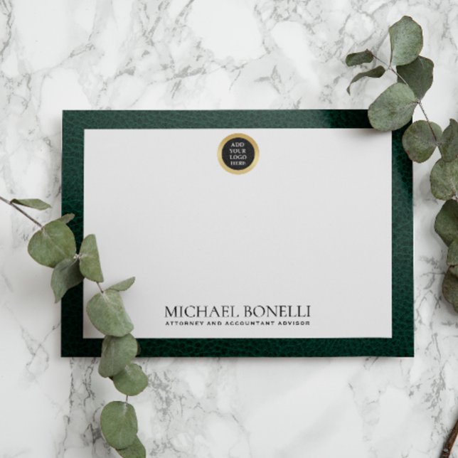 Emerald green Leather Gold Square Logo Monogram Card (Creator Uploaded)