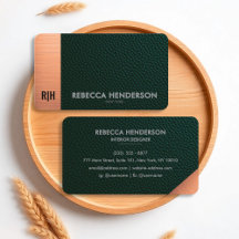 Emerald Green Leather & Rose Gold Business Card