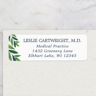 Emerald Green Leaves Business Return Address Label