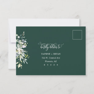 Emerald Green Leaves Response Card 4 meal choice