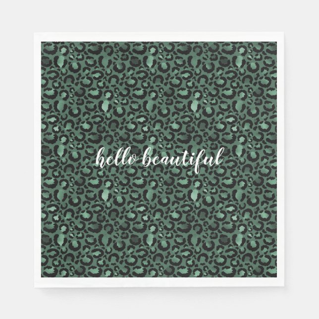 Emerald Green Leopard Print Napkin (Front)
