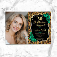 Emerald Green Leopard Print Photo 50th Birthday