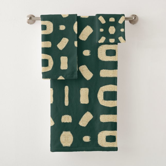 Emerald Green Like African Kuba Kente Mud Cloth (Insitu)