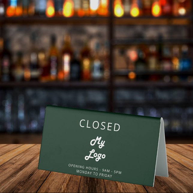 Emerald green logo business open closed desk (Creator Uploaded)