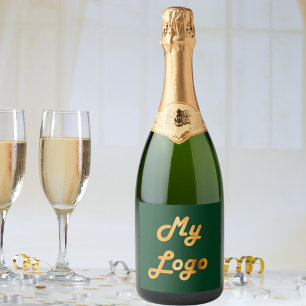 Emerald green logo image business sparkling wine label