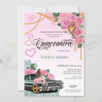 Emerald Green Lowrider Pink Rose Chola Quinceanera