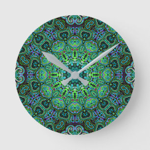 Emerald Green Mandala design Round Clock