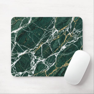 Emerald Green Marble Elegant Gold Veining Desk Mouse Pad