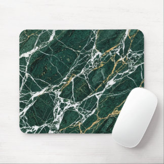 Emerald Green Marble Elegant Gold Veining Desk Mouse Pad