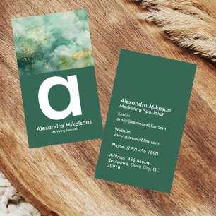 Emerald Green Marble Gold Business Card