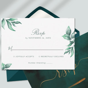 Emerald Green Marble & Gold Eucalyptus RSVP Card