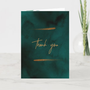 Emerald Green Marble & Gold Folded Thank You Card