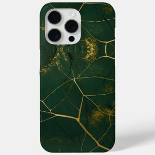 Emerald Green Marble Gold Glitter iPhone 15 Pro Max Case