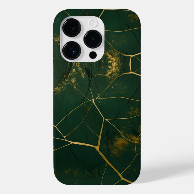 Emerald Green Marble Gold Glitter Case-Mate iPhone Case (Back)