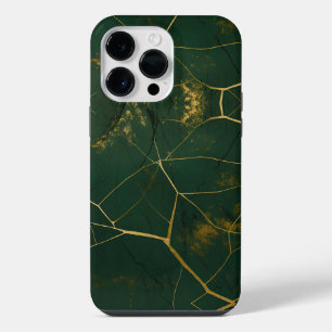 Emerald Green Marble Gold Glitter iPhone 14 Pro Max Case