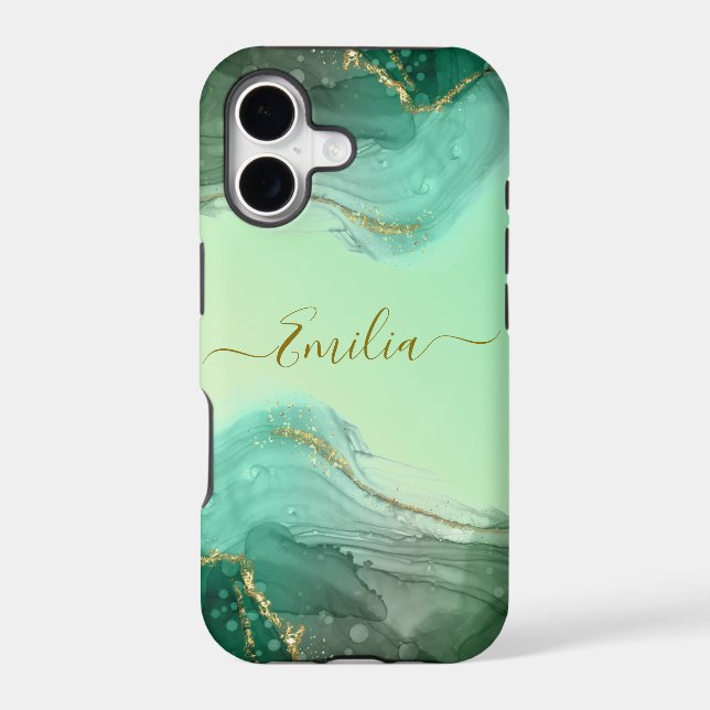  Emerald green marble iPhone Case (Back)