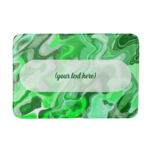 Emerald Green Marble Texture Abstract Liquid Paint Bath Mat