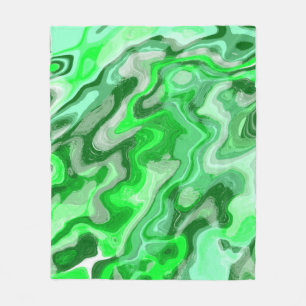 Emerald Green Marble Texture Abstract Liquid Paint Fleece Blanket