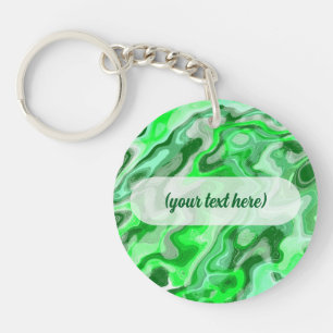 Emerald Green Marble Texture Abstract Liquid Paint Key Ring
