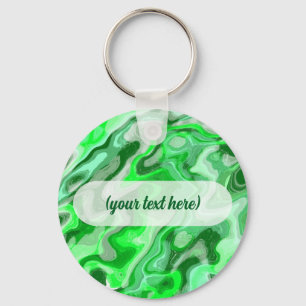 Emerald Green Marble Texture Abstract Liquid Paint Key Ring