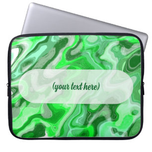 Emerald Green Marble Texture Abstract Liquid Paint Laptop Sleeve