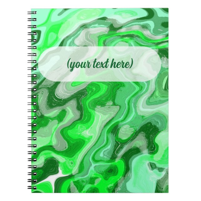 Emerald Green Marble Texture Abstract Liquid Paint Notebook (Front)