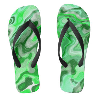 Emerald Green Marble Texture Abstract Liquid Paint Thongs