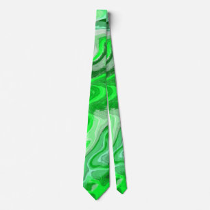 Emerald Green Marble Texture Abstract Liquid Paint Tie