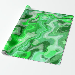 Emerald Green Marble Texture Abstract Liquid Paint Wrapping Paper