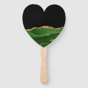 Emerald Green Marbled Agate Contemporary Stone Hand Fan