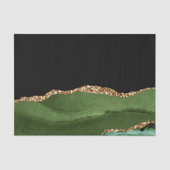 Emerald Green Marbled Agate Contemporary Stone Tissue Paper (Front)