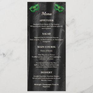 Emerald Green Masquerade Black Damask Gold Ball Menu