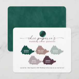 Emerald Green & Mauve Wedding Colour Palette Card