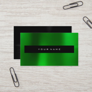 Emerald Green Metallic Black Fashion Stylist Business Card