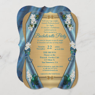 Emerald Green Metallic Silk & Gold Bachelorette Invitation