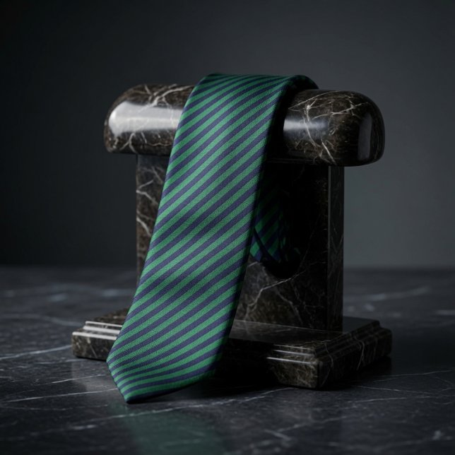 Emerald Green & Midnight Navy Diagonal Striped  Tie (Creator Uploaded)