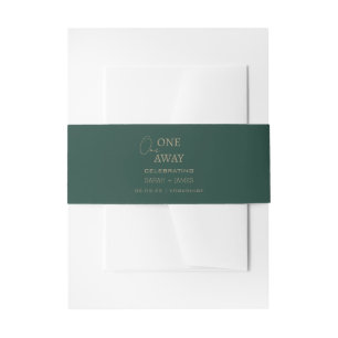 Emerald Green Minimal One Day Away Wedding Invitation Belly Band
