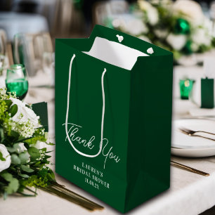 Emerald Green Minimalist Bridal Shower Thank You Small Gift Bag