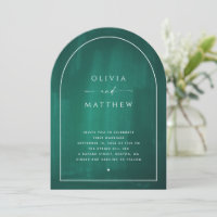 Emerald green minimalist geometrical arch wedding