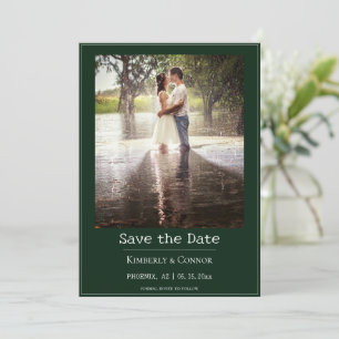 Emerald Green Minimalist Modern Photo  Save The Date