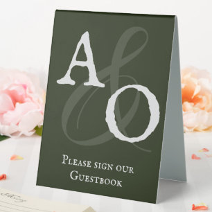 Emerald Green Minimalist Monogram Wedding