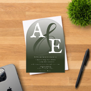 Emerald Green Minimalist Monogram Wedding Acrylic Invitations
