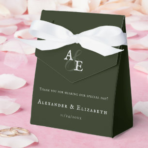 Emerald Green Minimalist Monogram Wedding Favour Box
