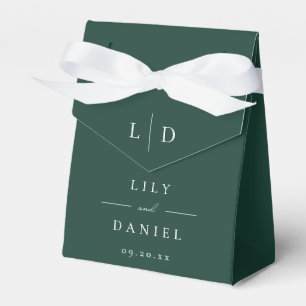 Emerald Green Minimalist Monogram Wedding Favour Box